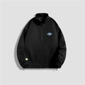 Men's black casual sports jacket with Victory logo, standing collar and zip-up design - M / Top (Victory Oval Patch Style) / Black