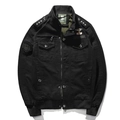 Men's black cotton military tactical jacket with multi-pocket design and U.S. ARMY patch - M / Black