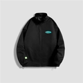 Men's black casual loose zip-up jacket with CHINA logo and stand collar - M / Tops / Black