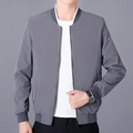 Blouson aviateur gris foncé pour homme, coupe ajustée avec col montant et détails blancs - M / Gris