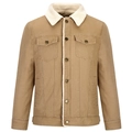 Giacca trucker da uomo kaki foderata in sherpa con colletto in pile e tela robusta - M / Cachi