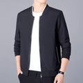 Blouson aviateur noir cintré pour homme avec col montant et détails de rayures blanches - M / Noir