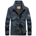 Giacca di jeans blu scuro da uomo con quattro tasche e fodera interna a rete - S / Blu Vintage