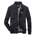 Giacca bomber nera classica da uomo con colletto dritto e dettagli logo ricamati - S / Nero e Blu