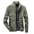 Giacca bomber da uomo verde oliva mimetica con colletto alla coreana e tasche a zip - S / Verde Militare