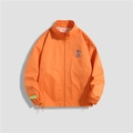 Men's casual orange windbreaker jacket with stand collar and gradient logo detail - M / Tops / Orange Red