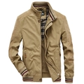 Herren Freizeitjacke in Khaki mit Stehkragen, gestreiften Bündchen und Reißverschluss - S / Khaki