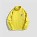 Men's bright yellow casual jacket featuring minimalist stand collar and logo embroidery - M / Tops / Yellow