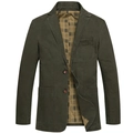 Blazer casual da uomo verde scuro in cotone con tre tasche applicate e fodera a quadri - M / Verde Militare