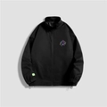 Men's black casual jacket with stand collar and purple gradient letter A logo detail - M / Tops / Black
