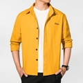 Camicia casual gialla da uomo con maniche lunghe e tasche laterali distintive - M / Giallo