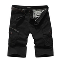 Pantaloncini cargo neri da uomo in cotone con multitasche e cintura marrone inclusa - EU 29 / Nero