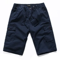 Dunkelblaue Herren Cargo-Shorts mit elastischem Tunnelzugbund und praktischen Klapptaschen - EU 29 / Blau