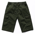 Dunkelgrüne Baumwoll-Cargoshorts für Herren mit Kordelzug und praktischen Taschen - EU 29 / Grün