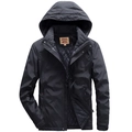 Giacca invernale da uomo spessa con cappuccio, design antivento e fodera trapuntata nera - S / Nero