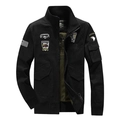 Schwarze Herren-Militärjacke aus Baumwolle mit Stickereien und 101st Airborne Aufnähern - M / Schwarz