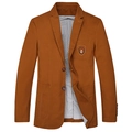 Braunes Sakko aus gewaschener Baumwolle mit zwei Knöpfen und Anker-Stickerei - M / Kaffeebraun