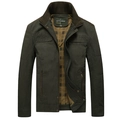 Giacca casual da uomo verde militare con collo alto e cerniera metallica resistente - M / Verde Militare