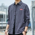 Giacca camicia da lavoro grigio scuro da uomo con logo QINGLIAN e tasche funzionali - M / Grigio