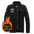Men's black fleece-lined cotton cargo jacket with fashion patches and thick lining - M / Fleece Lined Style / Black