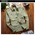 Camisa informal de algodón verde oliva para hombre con dos bolsillos estilo militar - M / Verde Judía