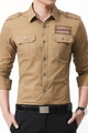 Khakifarbenes Herren-Militärhemd aus Baumwolle mit Schulterklappen und Brusttaschen - M / Khaki