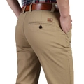Men's khaki business casual pants in loose straight fit with back pocket detail - EU 28 / Khaki
