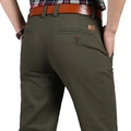 Men's relaxed fit army green cotton chinos with a brown leather belt and back pocket detail - EU 28 / Army Green