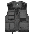 Men's dark grey outdoor utility vest with multi-pockets and breathable mesh shoulders - M / Gray