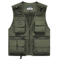 Men's outdoor utility fishing vest in military green with multi-pocket and mesh detail - M / Army Green