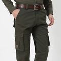 Herren Cargo-Hose in Olivgrün mit seitlichen Pattentaschen und robustem Baumwollstoff - EU 30 / Armeegrün