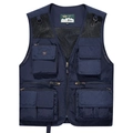 Men's navy functional tactical vest with multiple utility pockets and mesh shoulders - M / Dark Blue