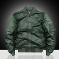 Chaqueta bomber MA-1 verde militar con cremallera metálica y detalles en cuello de punto - M / Verde