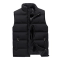 Gilet matelassé noir pour homme coupe ajustée avec col montant et poches zippées d'hiver - M / Noir