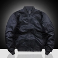 Chaqueta bomber MA-1 negra clásica con cuello acanalado y bolsillo utilitario en manga - M / Negro