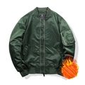 Giacca bomber MA-1 verde militare classica con fodera arancione e tasca sulla manica - M / Verde Militare Imbottito