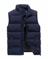 Gilet matelassé bleu foncé pour homme coupe slim avec col montant et fermeture éclair - M / Bleu