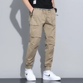 Herren Cargo-Jogginghose in Khaki mit mehreren Taschen und Kordelzug-Taille am Bund - EU 29 / Khaki (663)
