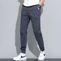 Pantalon cargo homme bleu-gris foncé avec cordon de serrage et poches zippées latérales - EU 29 / Bleu Gris Foncé (667)