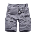 Vorderansicht der grauen Herren Cargo-Shorts mit mehreren Taschen aus Baumwoll-Twill - EU 30 / Grau