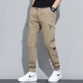 Pantalon cargo kaki pour hommes avec plusieurs poches et cordon de serrage rétro - EU 29 / Khaki (667)