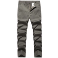 Men's casual straight-leg high-waisted olive green trousers in breathable cotton fabric - EU 30 / Army Green