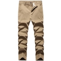 Classic men's khaki straight-leg chino pants with a comfortable high waist cotton design - EU 30 / Khaki