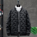 Chaqueta bomber acolchada negra para hombre con cuello acanalado y bolsillos de cremallera - M / Negro (Estilo 029)