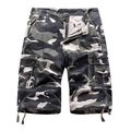 Men's camouflage cargo shorts with multi-pocket system and adjustable drawstring hem - EU 30 / Light Army Camo