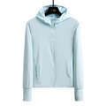 Light blue hooded UV protection sun jacket with breathable fabric for outdoor sports wear - M / Sky Blue