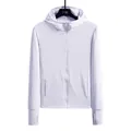 Atmungsaktive Sonnenschutzjacke aus Eisseide mit Kapuze und Daumenlöchern für Damen und Herren - M / Weiß