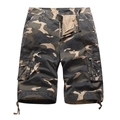 Men's jungle camouflage cargo shorts with multi-pocket system and drawstring hems - EU 30 / Dark Khaki Camouflage