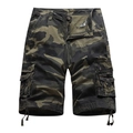 Men's jungle camouflage cargo shorts with multi-pocket design and adjustable hem drawstrings - EU 30 / Dark Army Camo