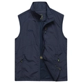Herren Outdoor Weste in Dunkelblau mit Stehkragen, Taschen und atmungsaktivem Netzfutter - M / Marineblau